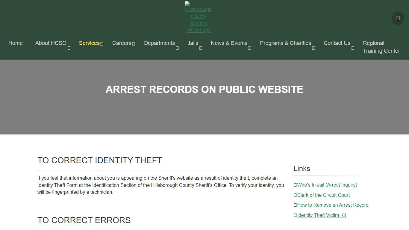 Arrest Records on Public Website | HCSO, Tampa FL